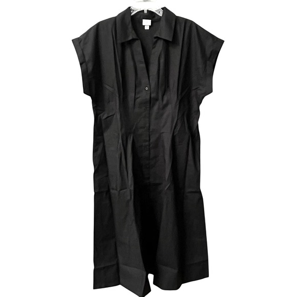 a new day Dresses & Skirts - A New Day Short Sleeve Pleated Midi Shirtdress Womens XXL Black Collared NWOT